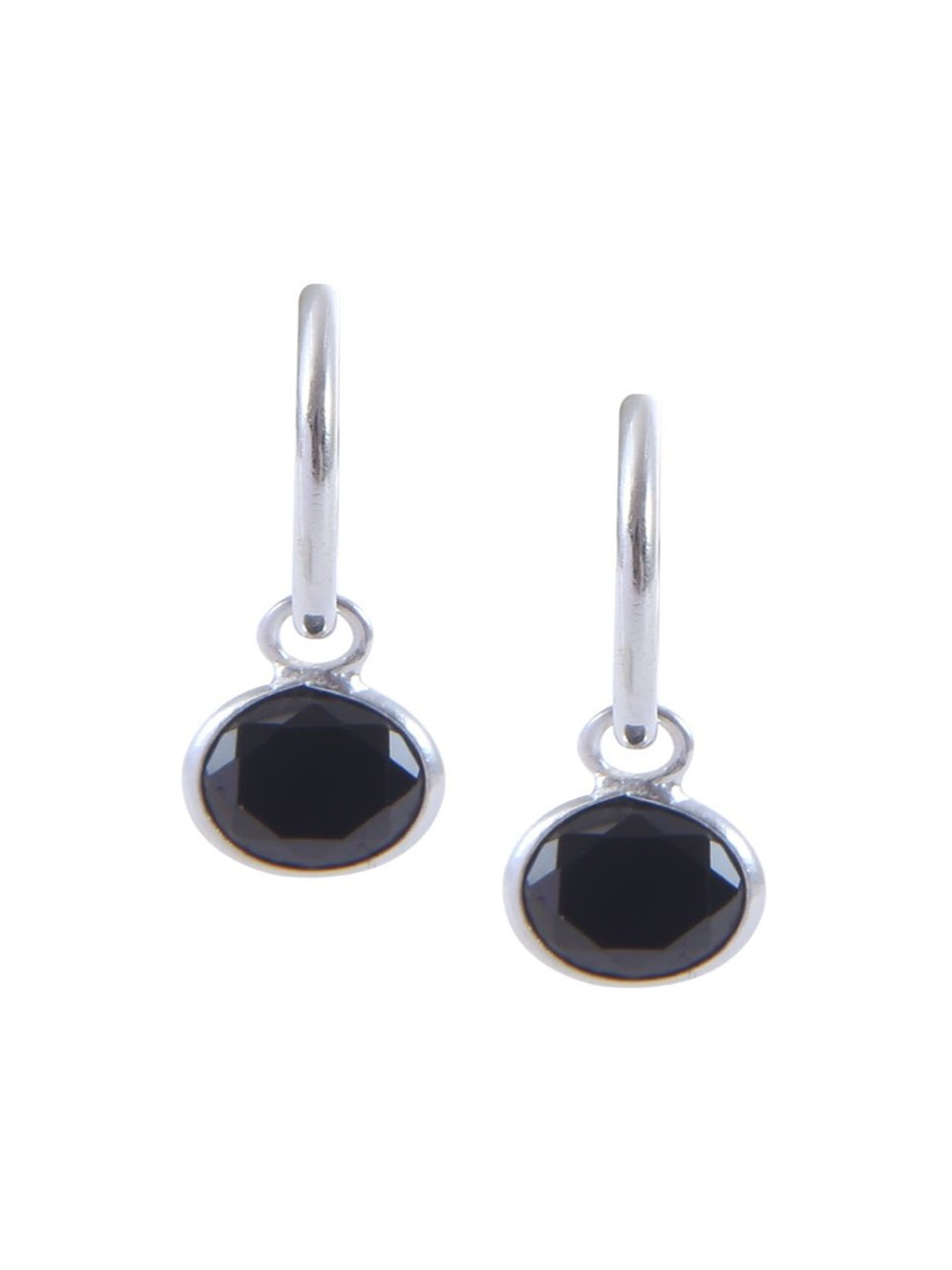 

Abhooshan 925 Sterling Silver-Plated Cubic Zirconia Studded Circular Shaped Hoop Earrings, Black