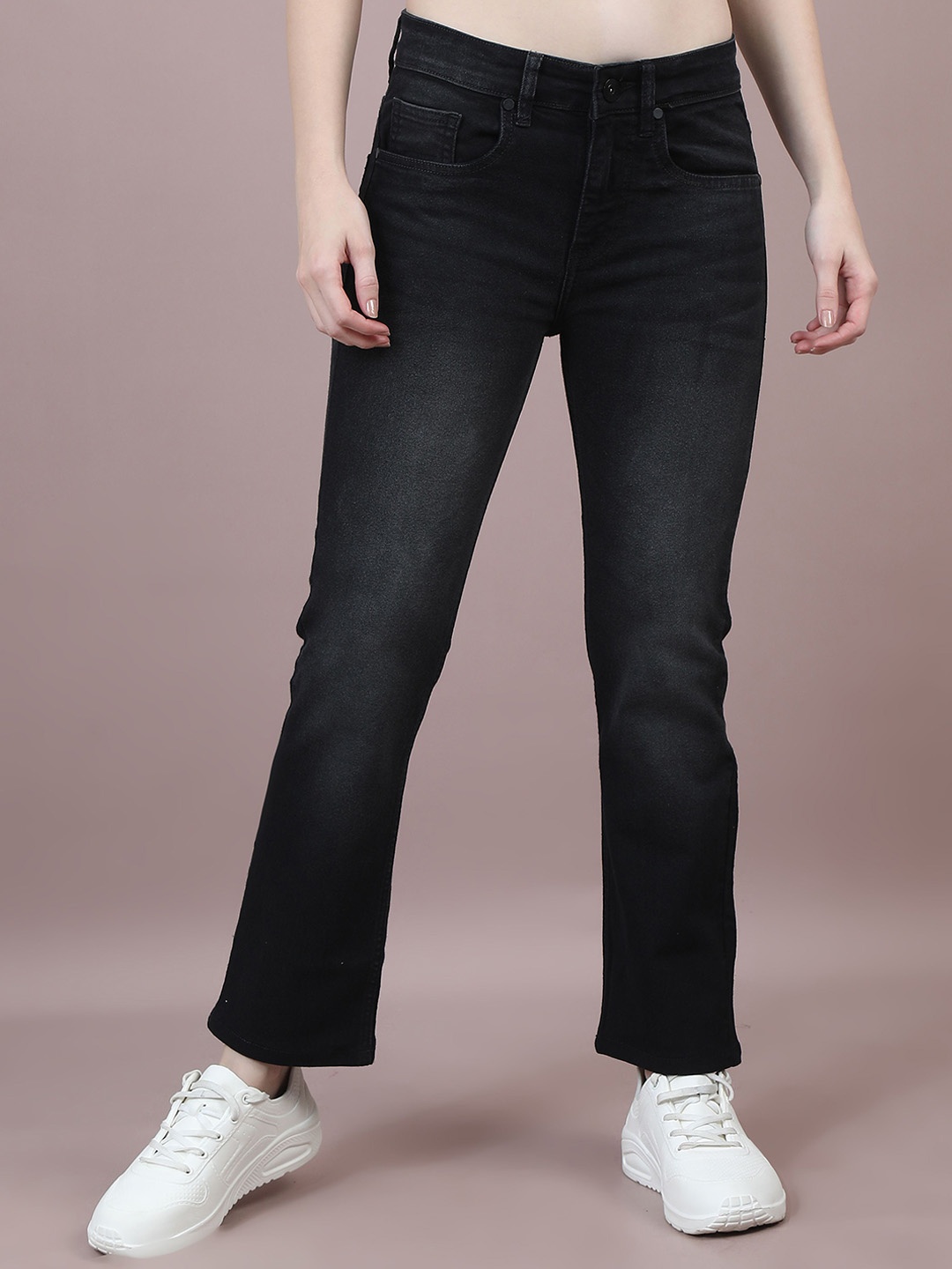 

Chemistry Women Comfort Bootcut High-Rise Light Fade Stretchable Jeans, Black