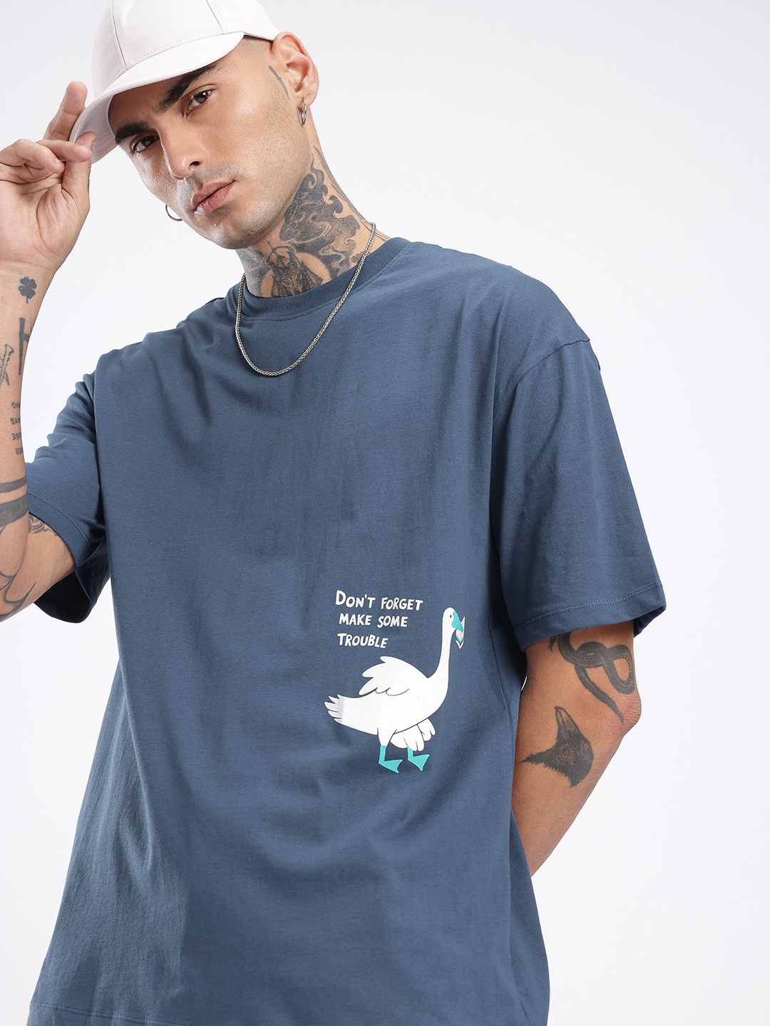 

glitchez City Vibe Graphic Printed Relaxed Fit T-shirt, Blue