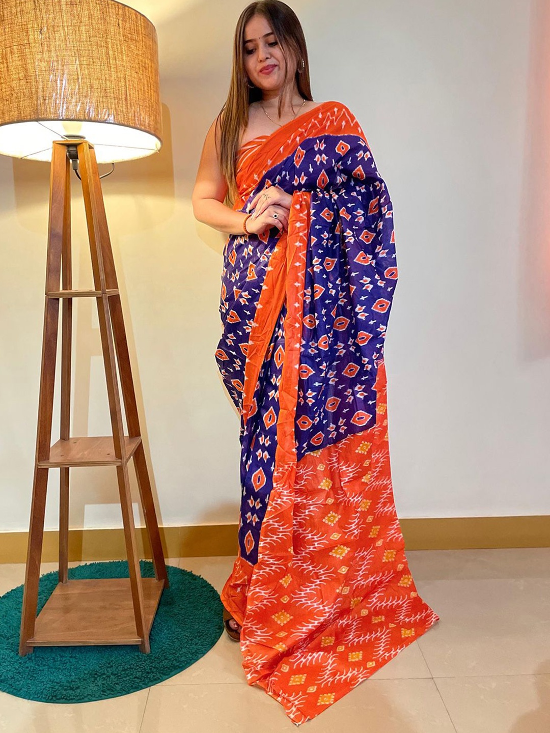 

Anouk Rustic Ikat Saree, Blue