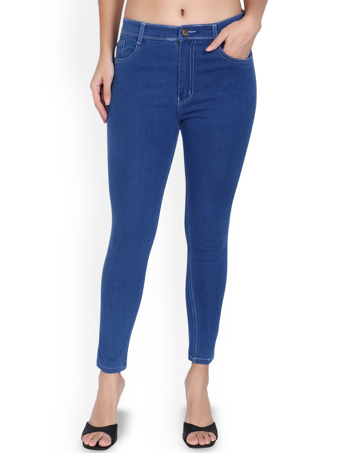 

3BUTTERFLIES Women Skinny Fit High-Rise Stretchable Jeans, White