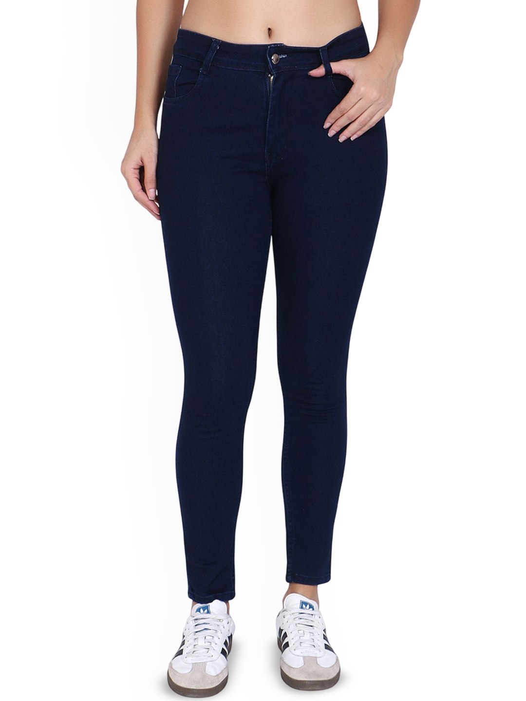 

3BUTTERFLIES Women Skinny Fit High-Rise Low Distress Stretchable Jeans, Blue
