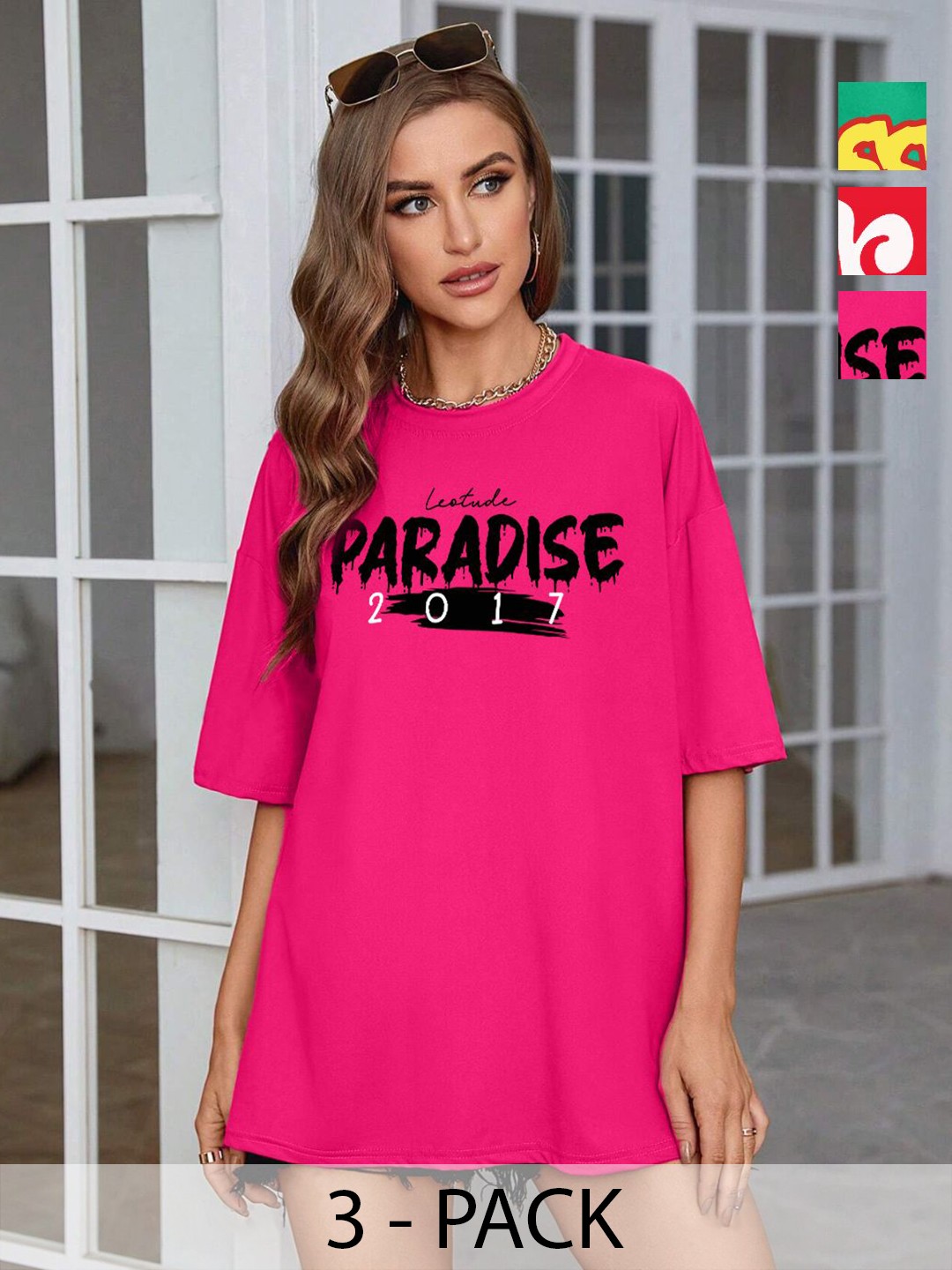 

Leotude Women 3 Printed T-shirt, Multi
