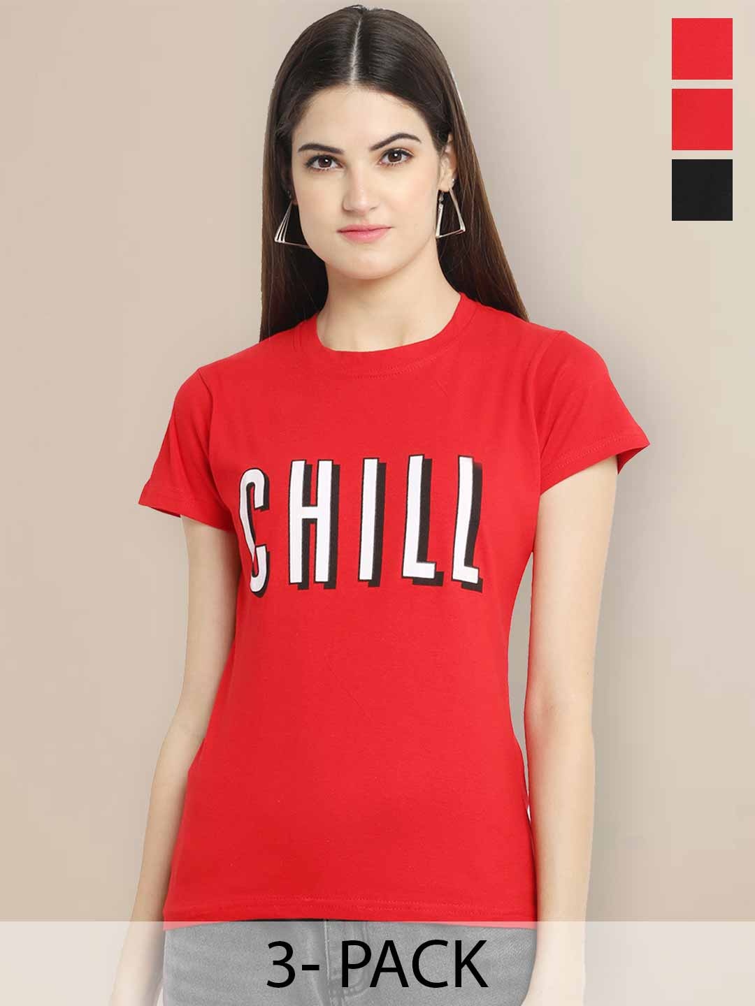 

Metronaut Women Typography 3 Printed Applique T-shirt, Multi