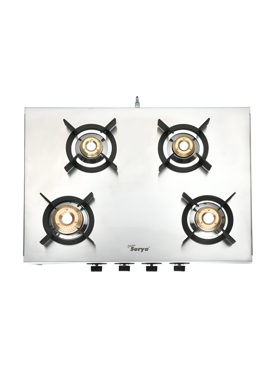 

GOLDEN SURYA Grey Heavy Stainless Steel 4 Burner Manual Gas Stove, Silver