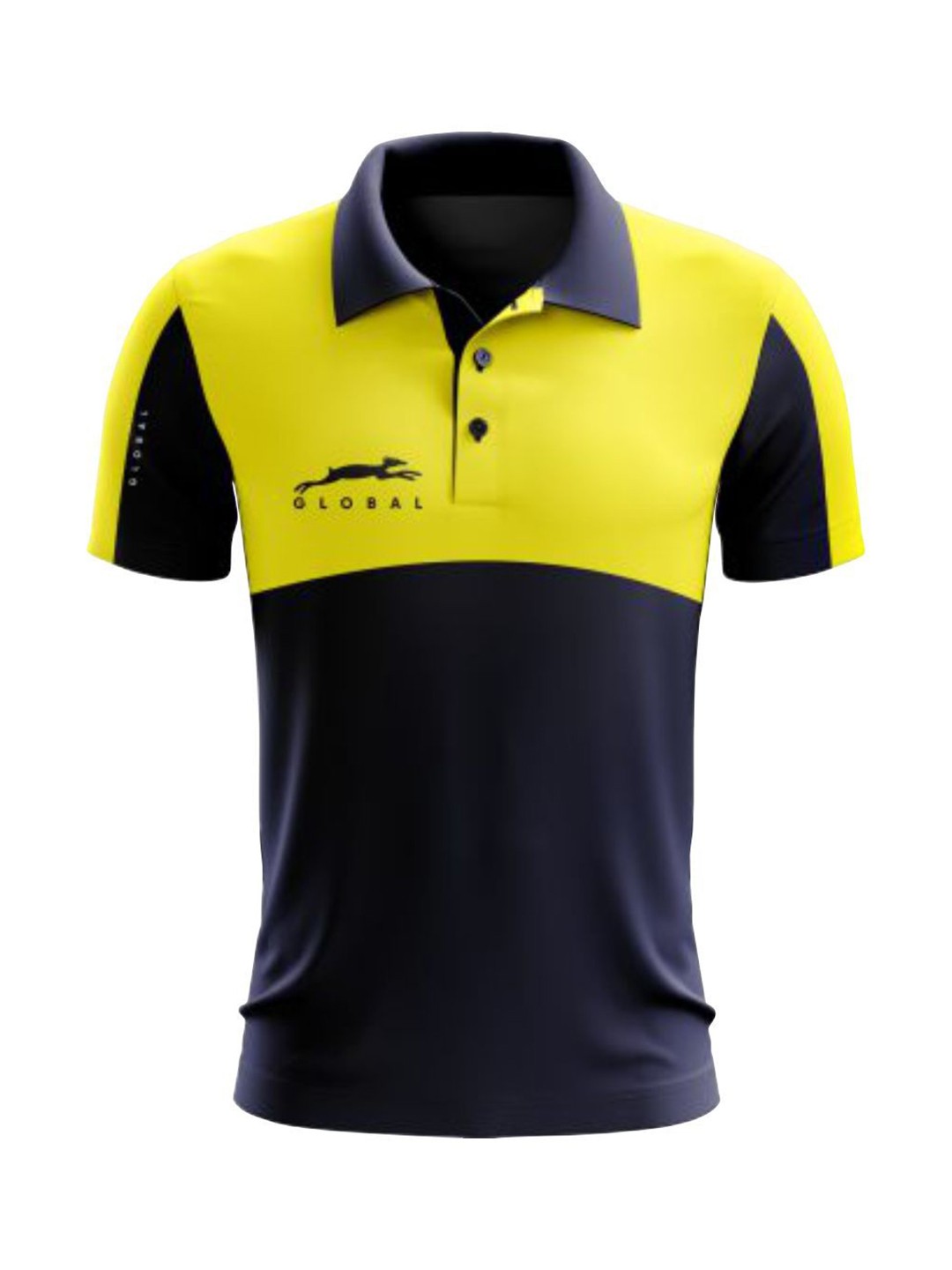 

STAG GLOBAL Men Polo Collar Applique T-shirt, Navy blue