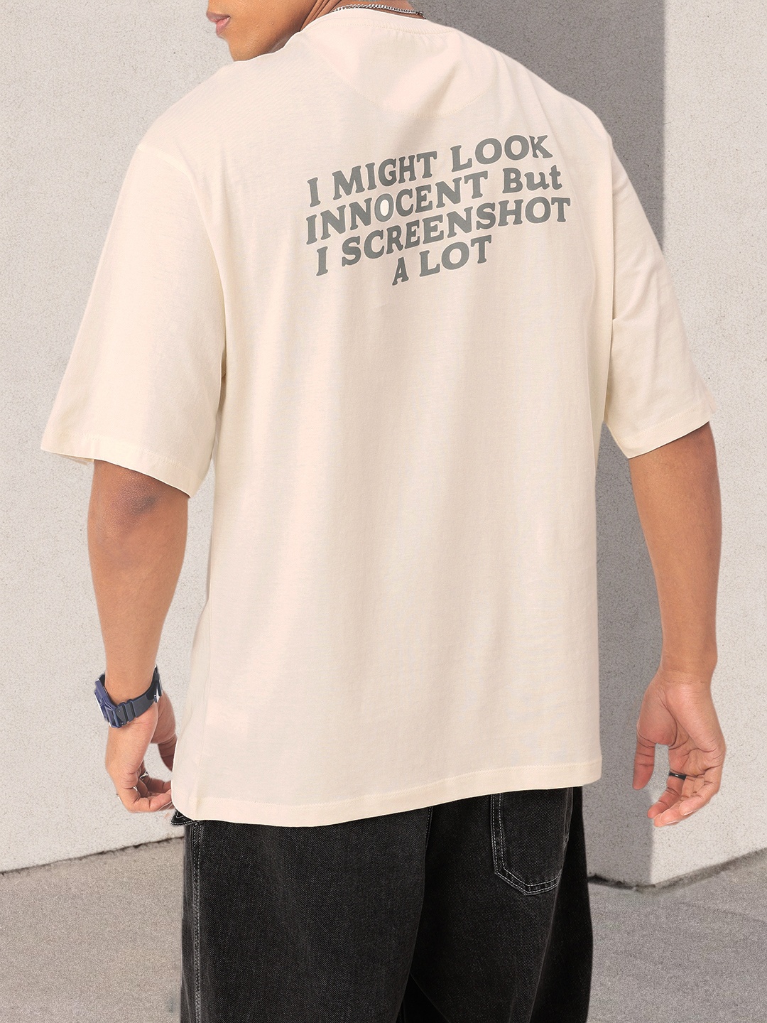 

Kook N Keech Street Dark Grunge Printed Oversized Fit T-shirt, Off white