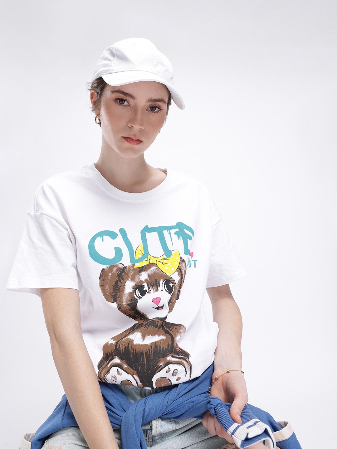 

DressBerry Adorable Aesthetic Printed Oversized T-shirt, White