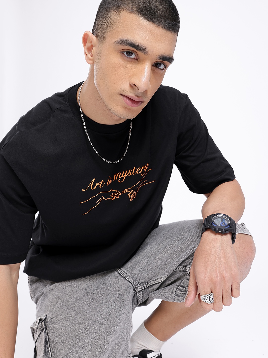 

glitchez Street Cool Printed Relaxed Fit T-shirt, Black