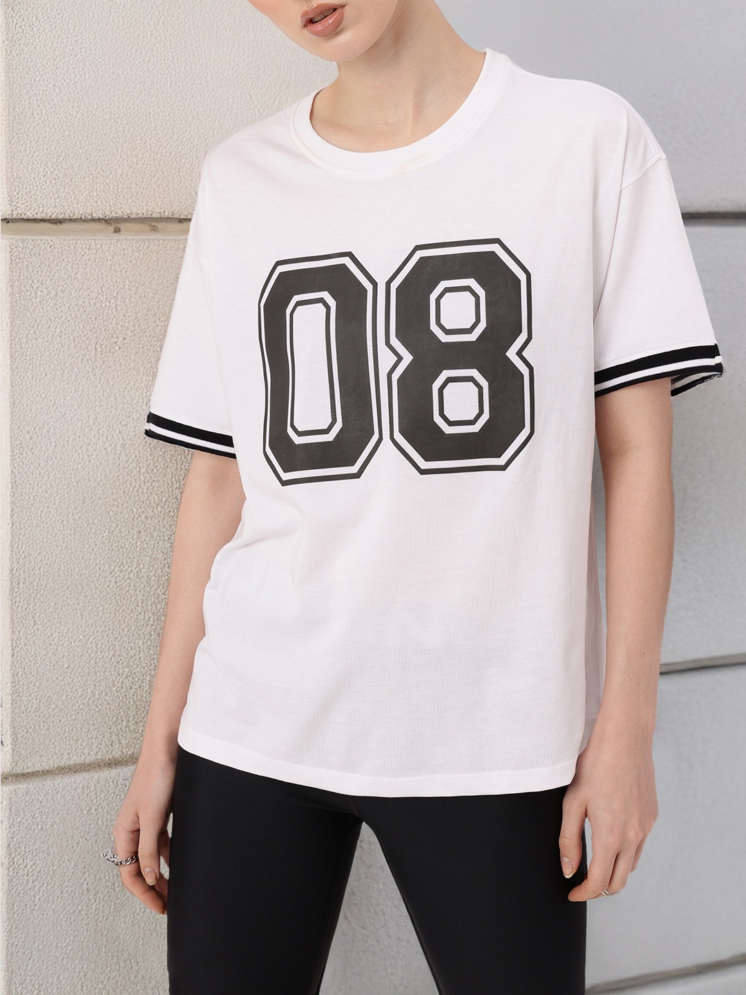 

DressBerry Varsity Cool Printed Oversized T-shirt, White