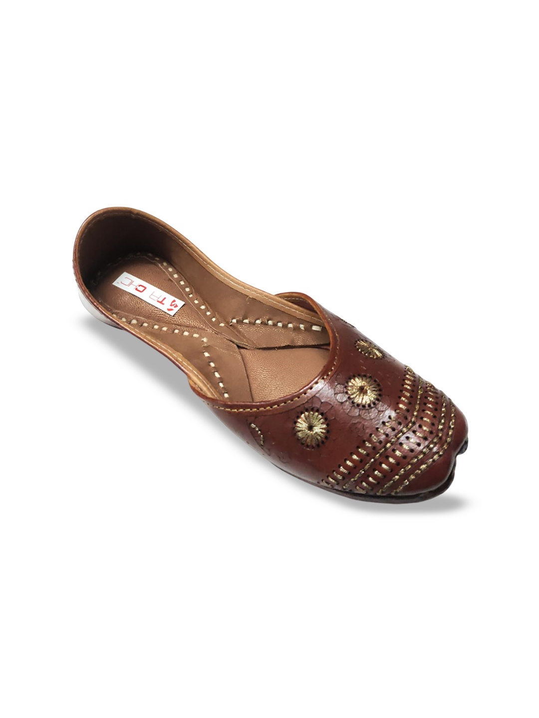 

Ta Chic Women Embellished Ethnic Mojaris with Embroidered Flats, Brown