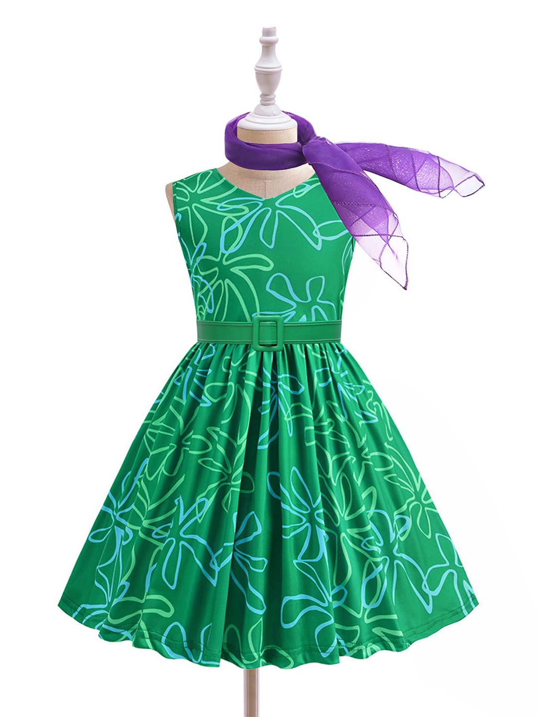 

StyleCast x Revolte Girls Floral Printed V-Neck Sleeveless Fit & Flare Dress, Green