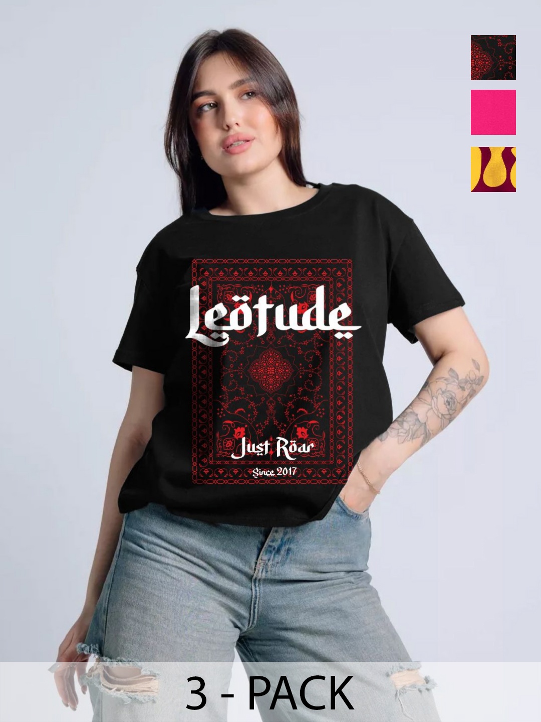 

Leotude Women 3 Printed T-shirt, Multi