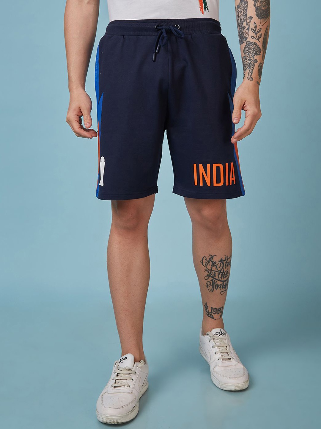 

FanCode Men Printed Running Sports Shorts, Navy blue