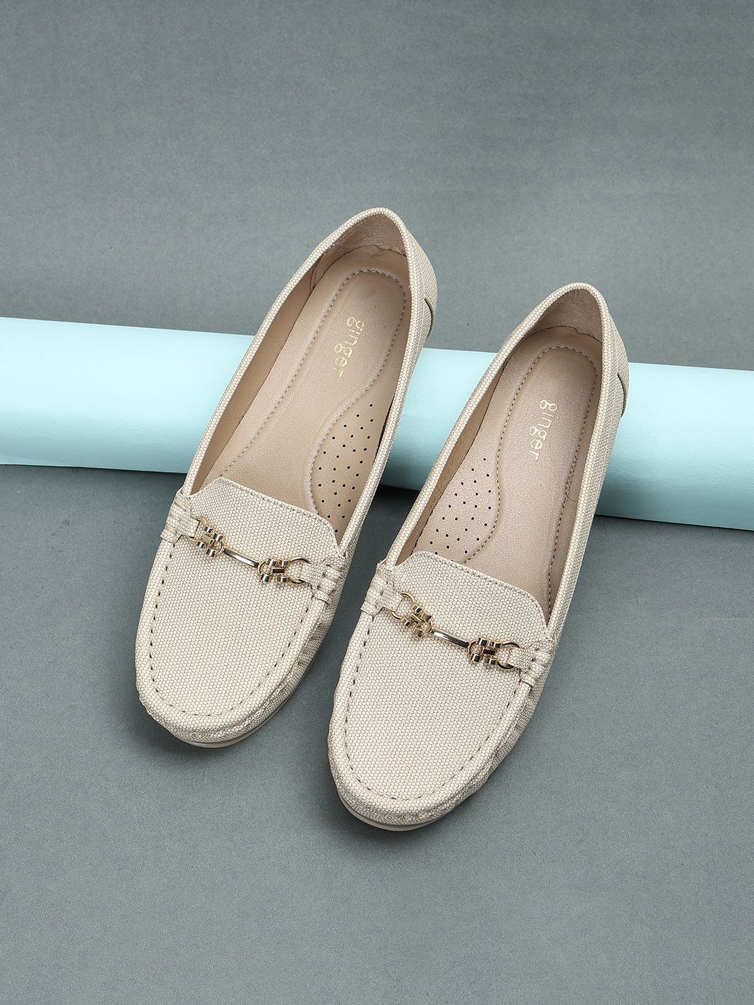 

Ginger by Lifestyle Women PU Round Toe Loafers, Beige