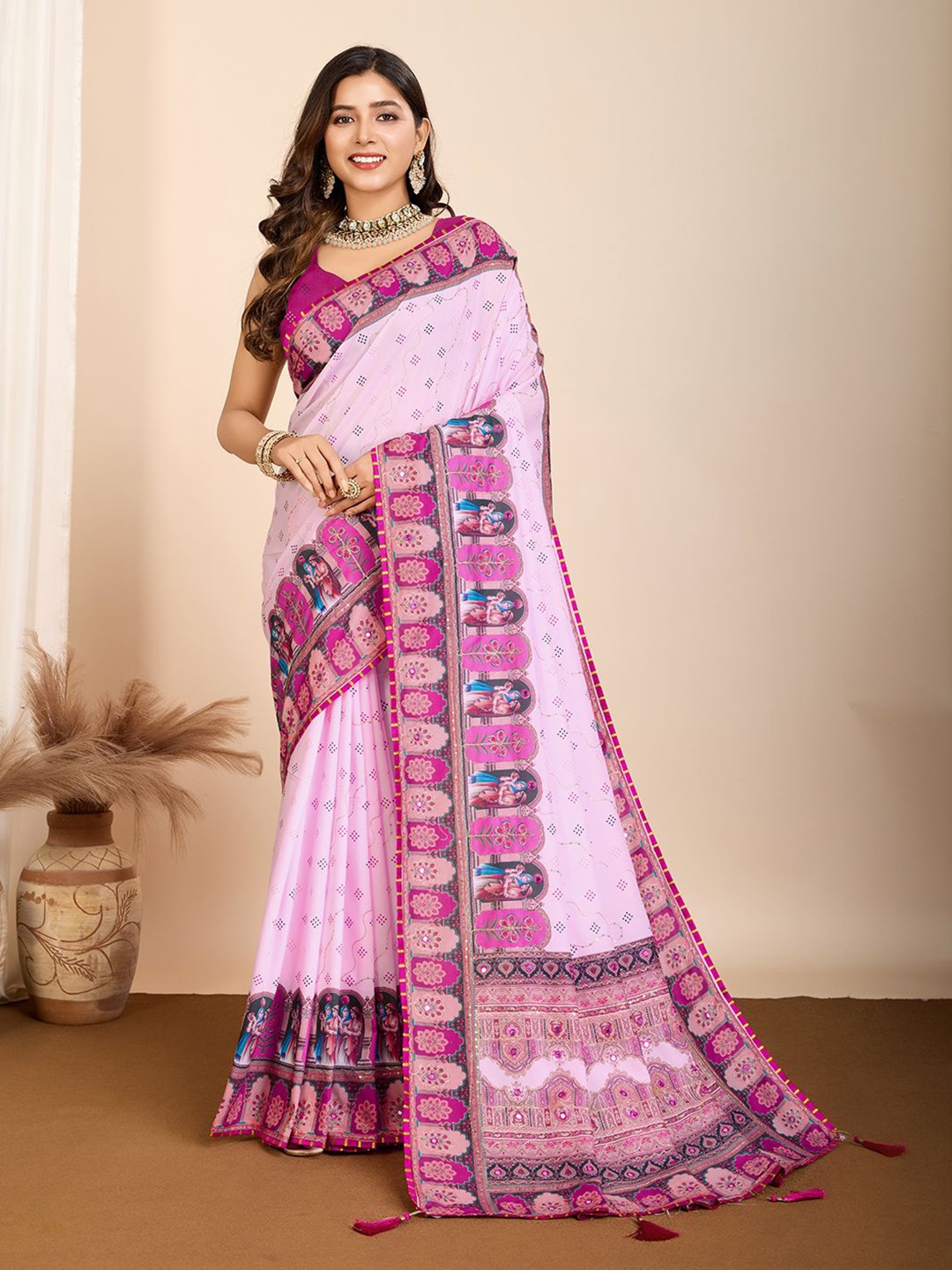 

VORIMA Kalamkari Pure Cotton Saree, Pink