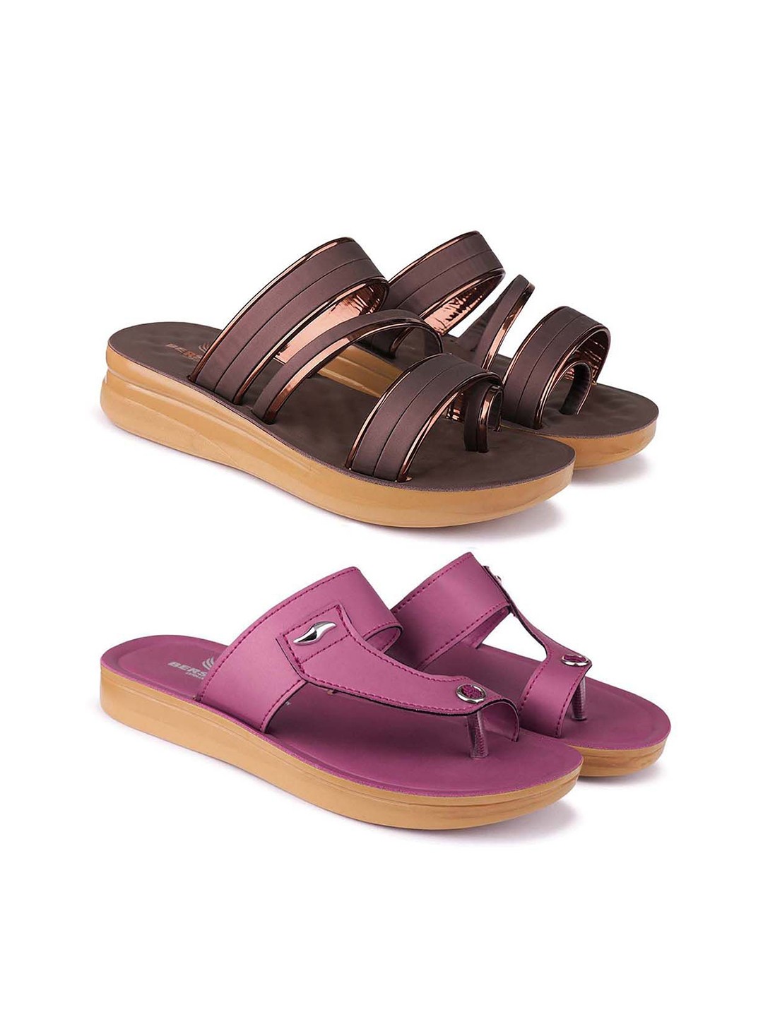 

BERSACHE Women Open Toe Flats, Brown