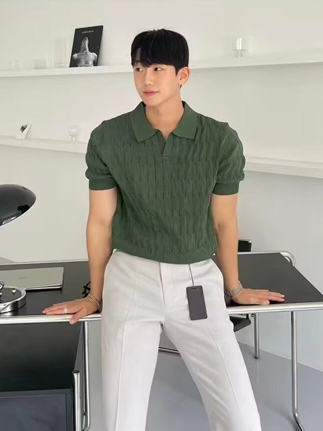 

StyleCast Men Polo Collar T-shirt, Green