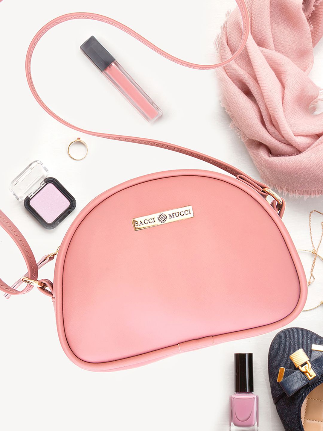 

Sacci Mucci Sling Bag with Bow Detail, Pink