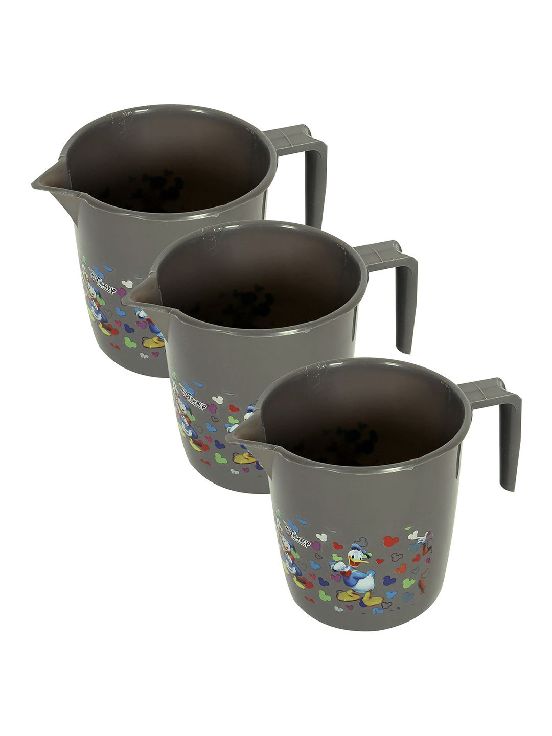 

Kuber Industries Grey & Blue 3 Pieces Floral Printed Bath Mugs 1L Each