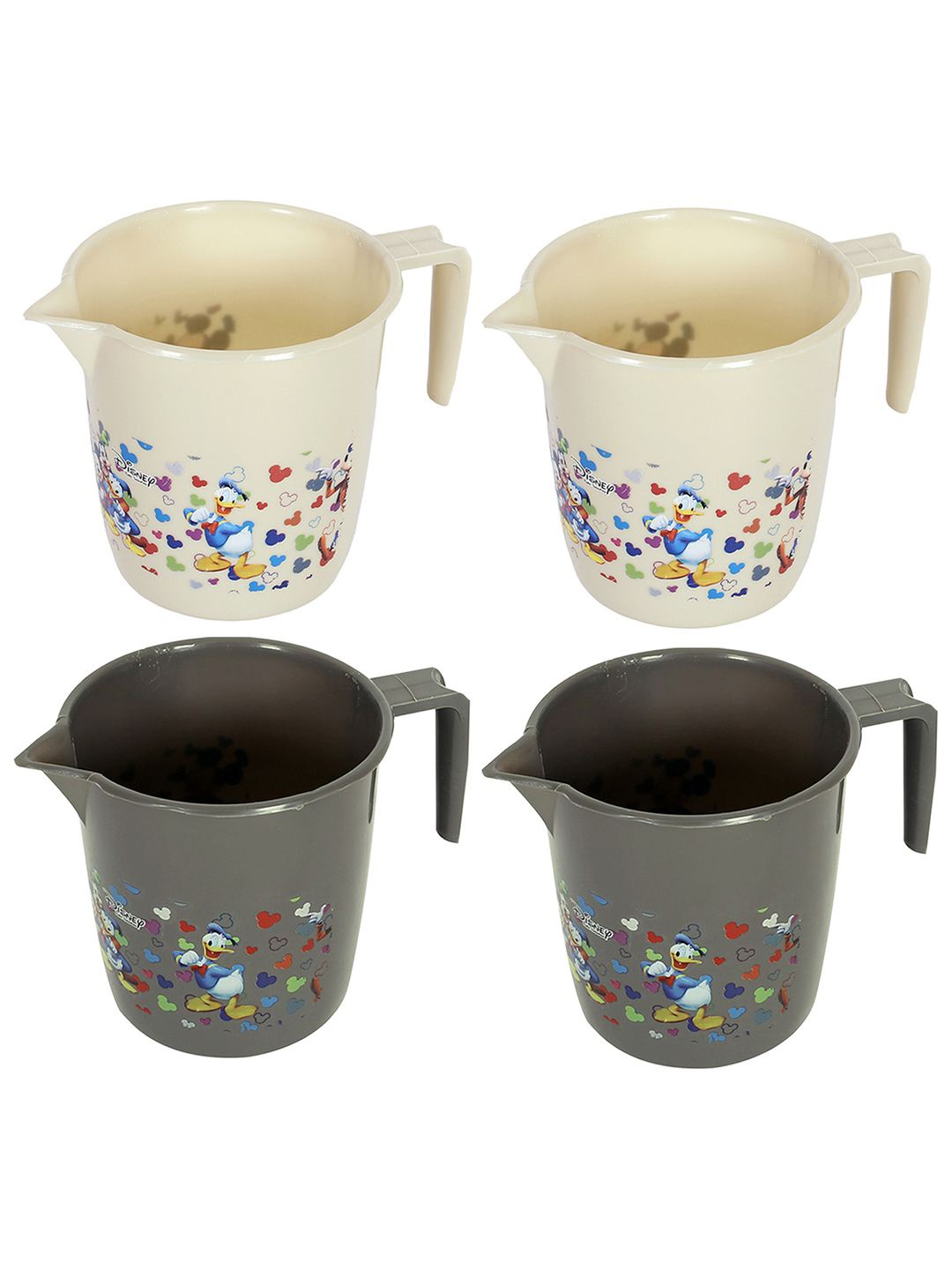 

Kuber Industries White & Blue 4 Pieces Floral Printed Bath Mugs 1L Each