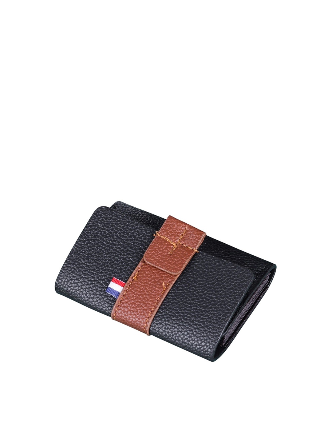 

WATCHSTAR Men Zip Detail Leather Card Holder, Black