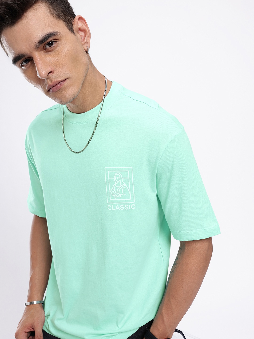 

glitchez Street Dope Printed Relaxed Fit T-shirt, Turquoise blue