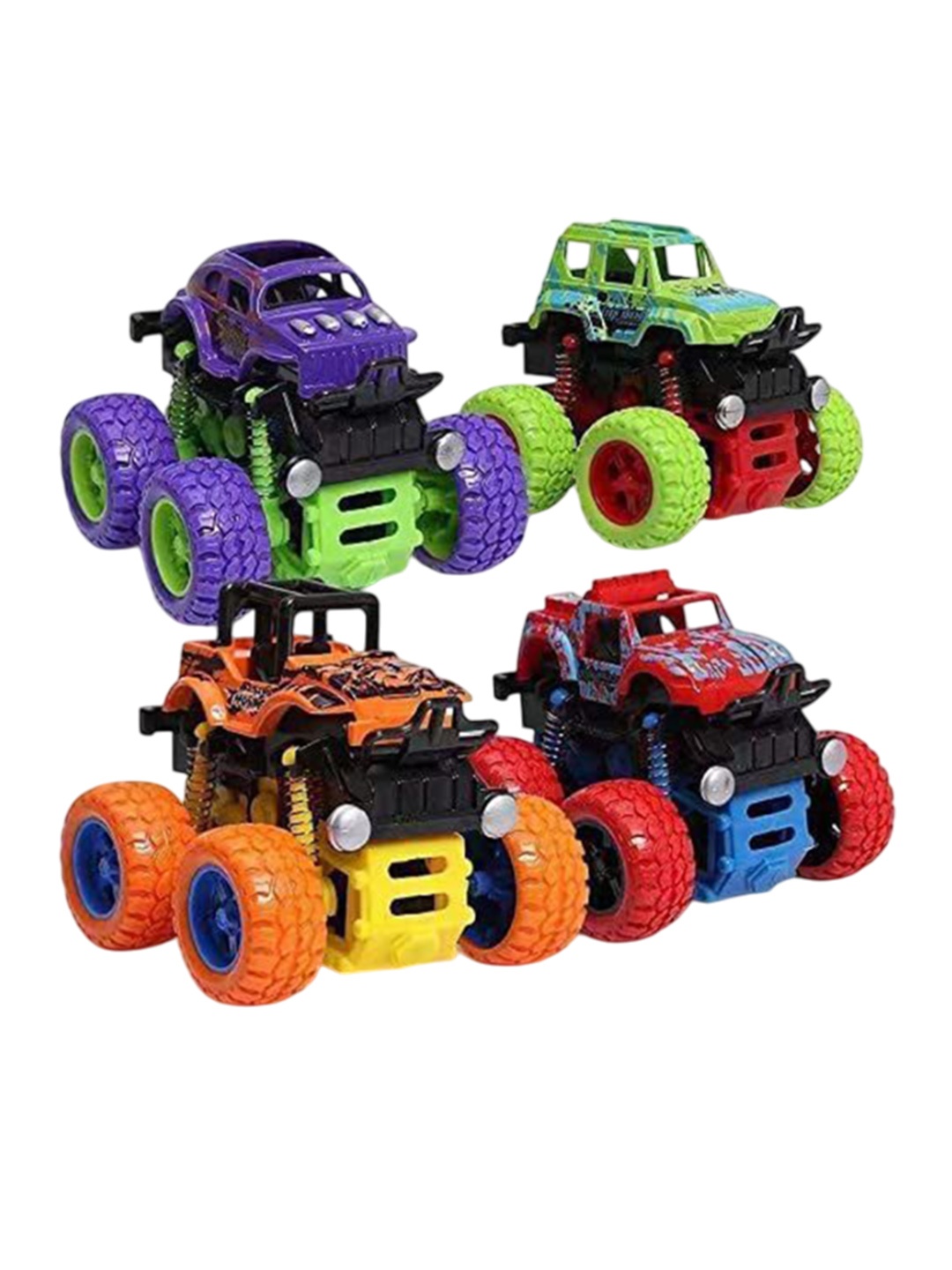 

PIPALIYA Kids Set Of 4 Unbreakable Friction Powered Mini Monster Cars, Orange