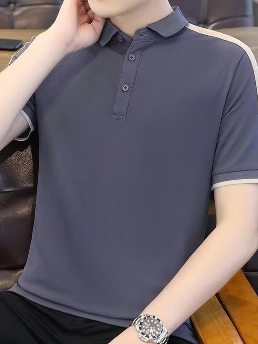 

StyleCast Men Polo Collar T-shirt, Blue