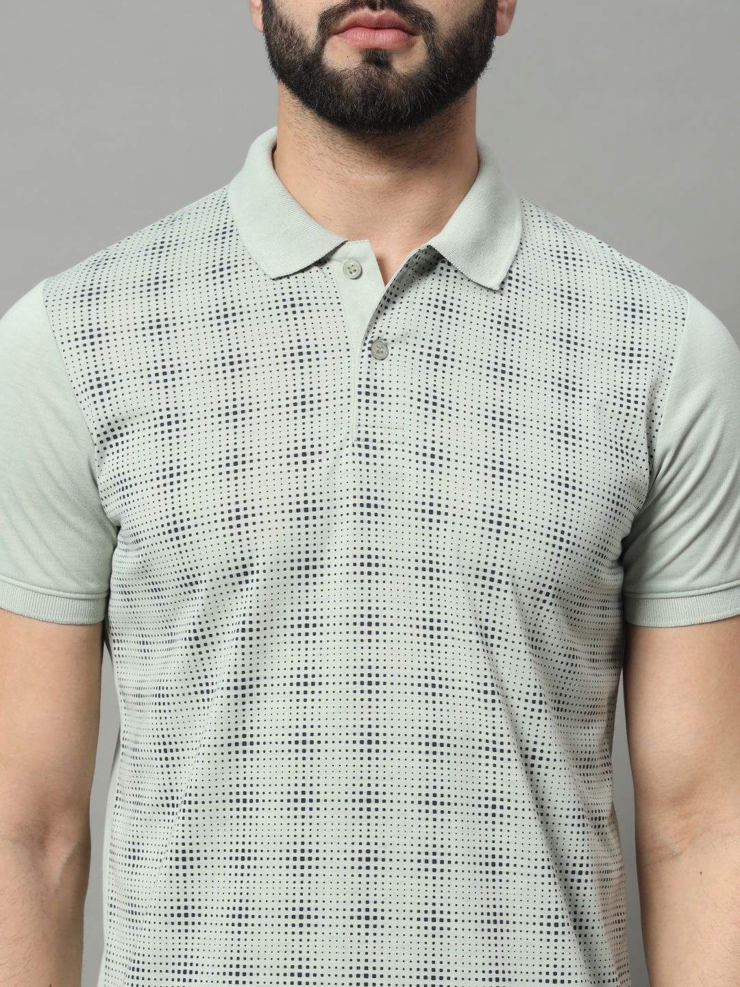 

OGEN Men Printed Polo Collar Pockets T-shirt, Grey