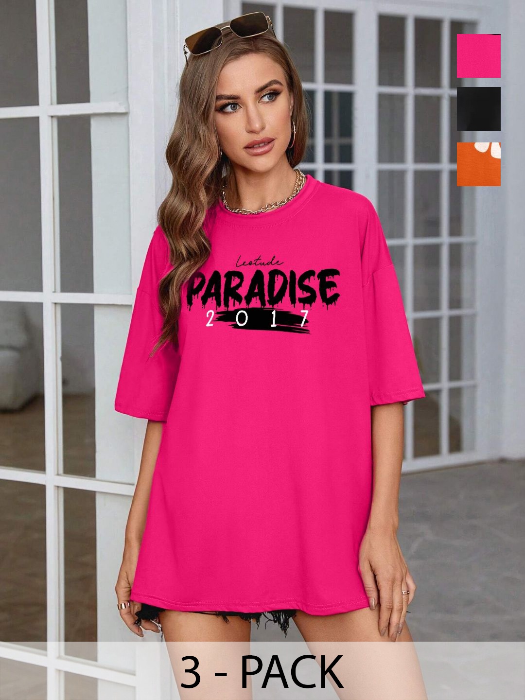 

Leotude Women 3 Printed T-shirt, Multi