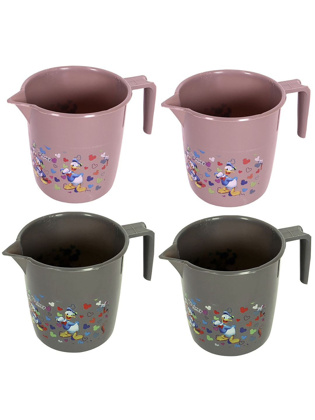 

Kuber Industries Grey & Pink 4 Pieces Floral Printed Bath Mugs 1L Each