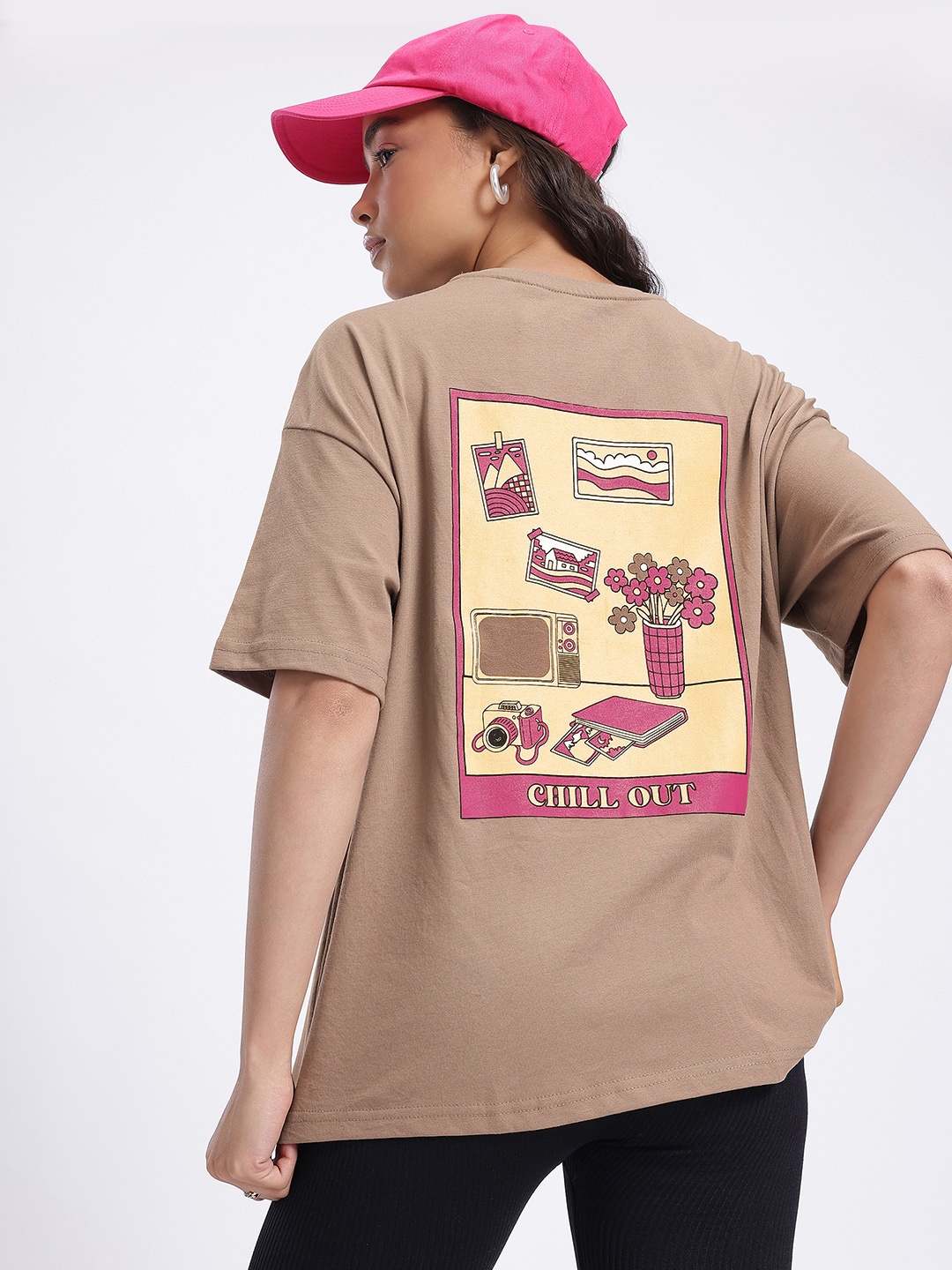 

glitchez Chill Graphics Oversized T-shirt, Brown