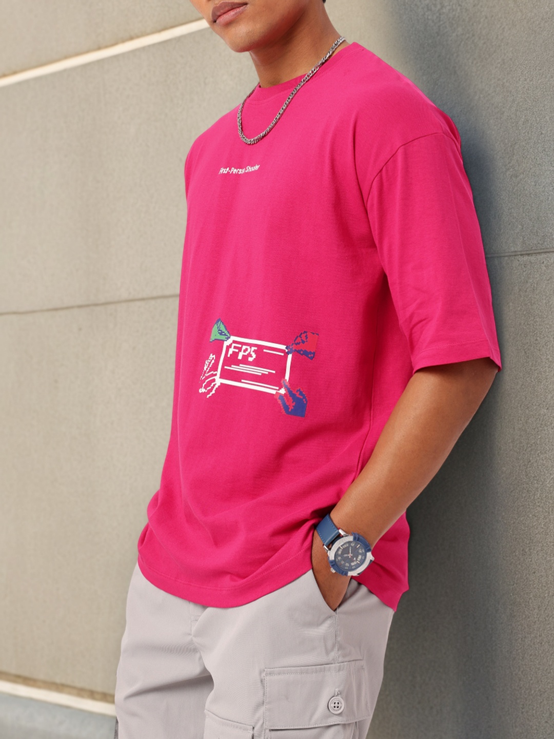 

Kook N Keech Urban Sniper Printed Oversized T-shirt, Pink