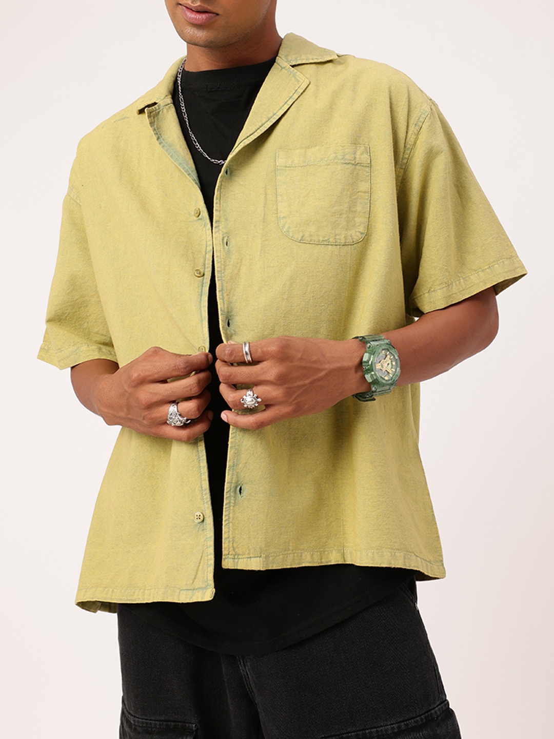 

Kook N Keech Street Cool Cotton Linen Faded Relaxed Fit Shirt, Green