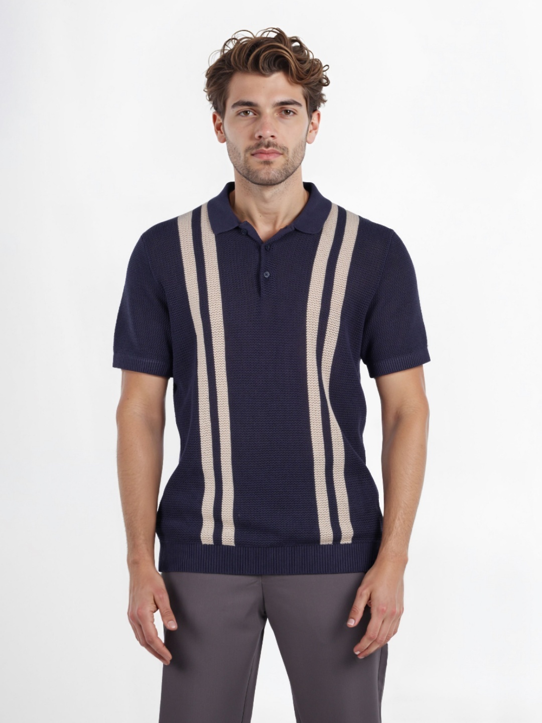 

Celio Men Striped Polo Collar Pockets T-shirt, Navy blue