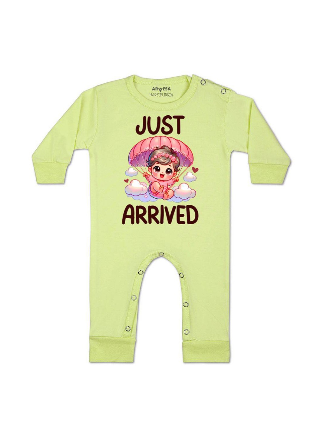 

Arvesa One Month Baby Boy Printed Baby Romper, Yellow