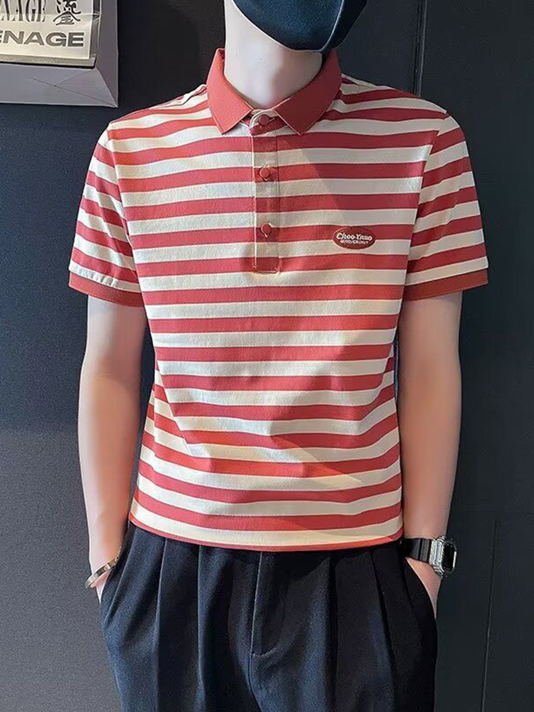 

StyleCast Men Striped Polo Collar T-shirt, Multi