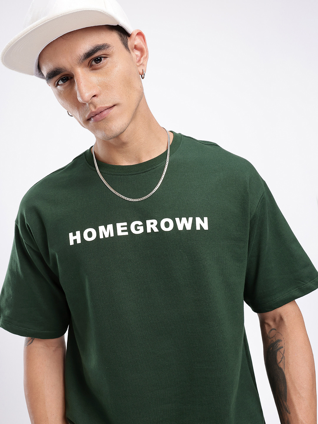 

glitchez Urban Roots Printed Oversized Fit T-shirt, Green