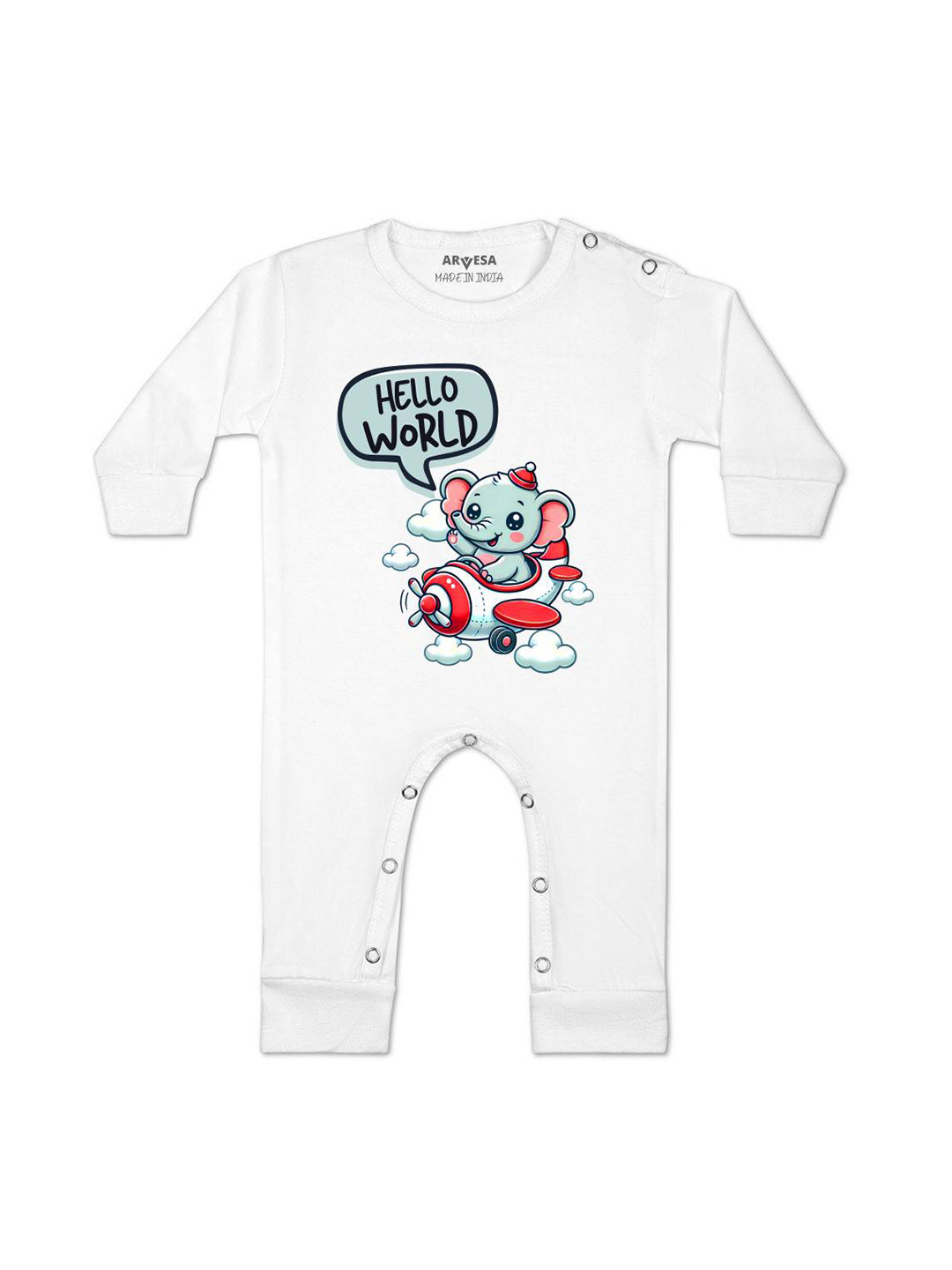 

Arvesa One Month Baby Boy Printed Baby Romper, White