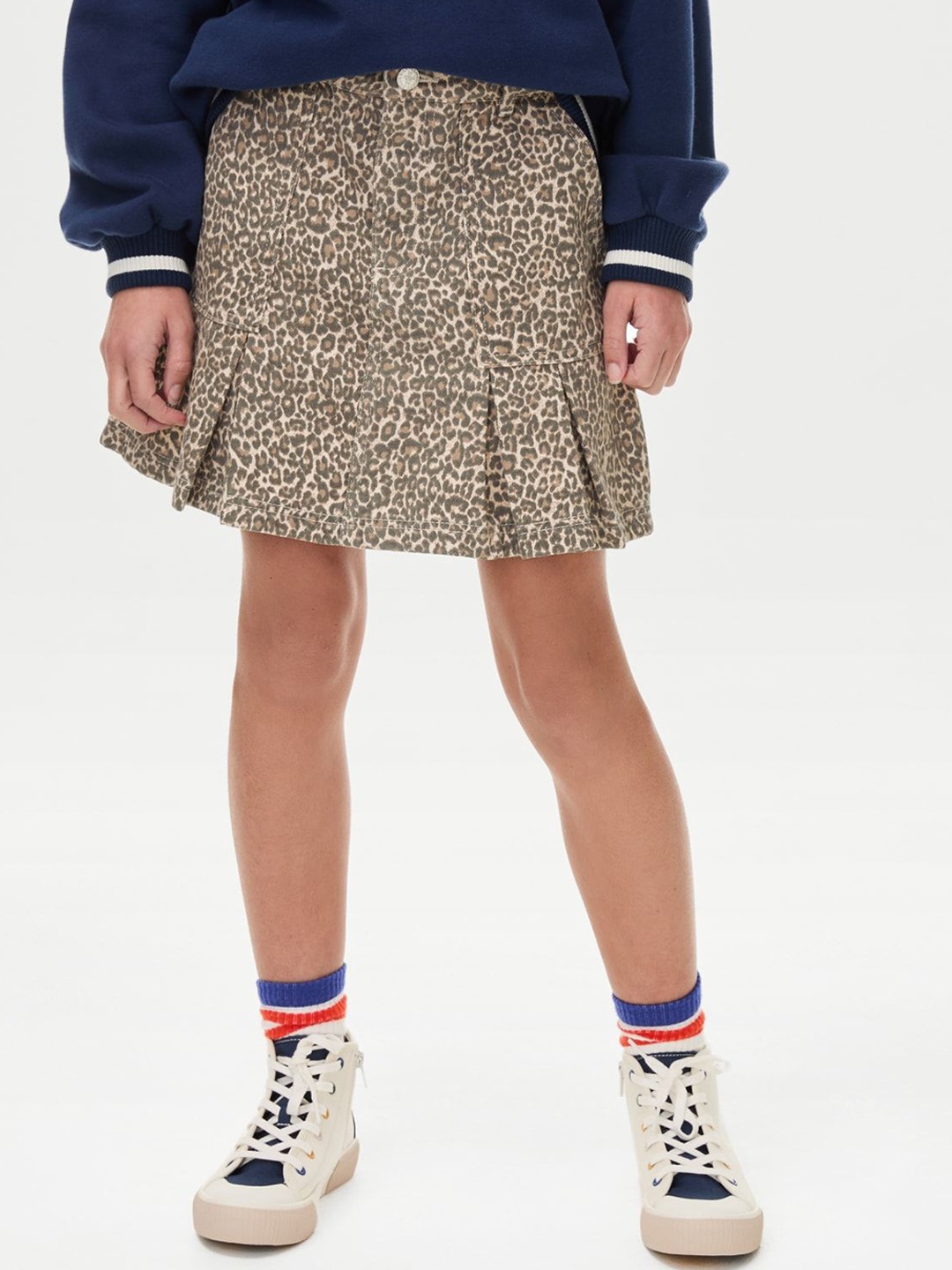 

Marks & Spencer Girls Leopard Printed Denim Skirt, Beige