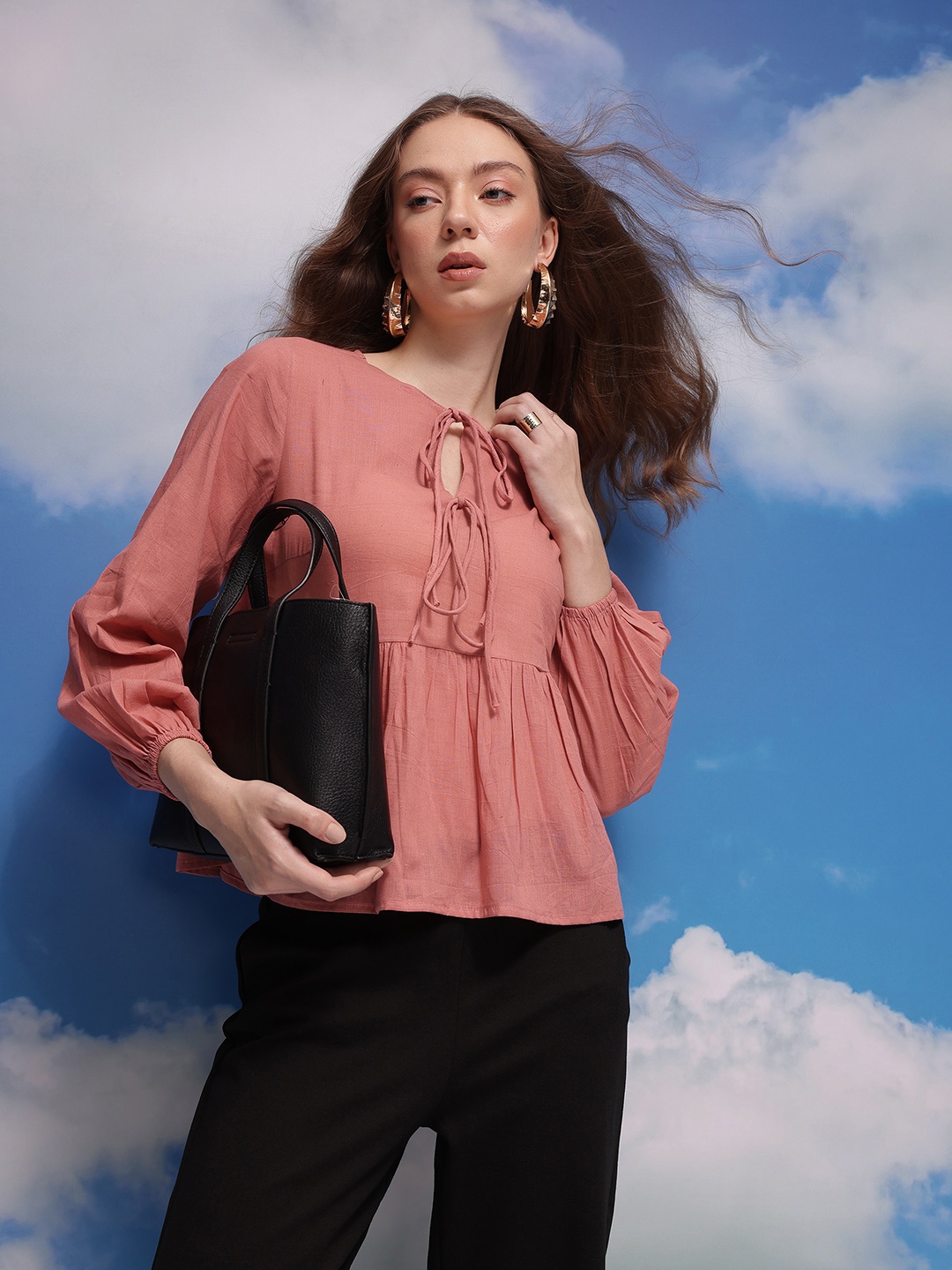 

CORSICA Tie-Up Detail A-Line Top, Pink