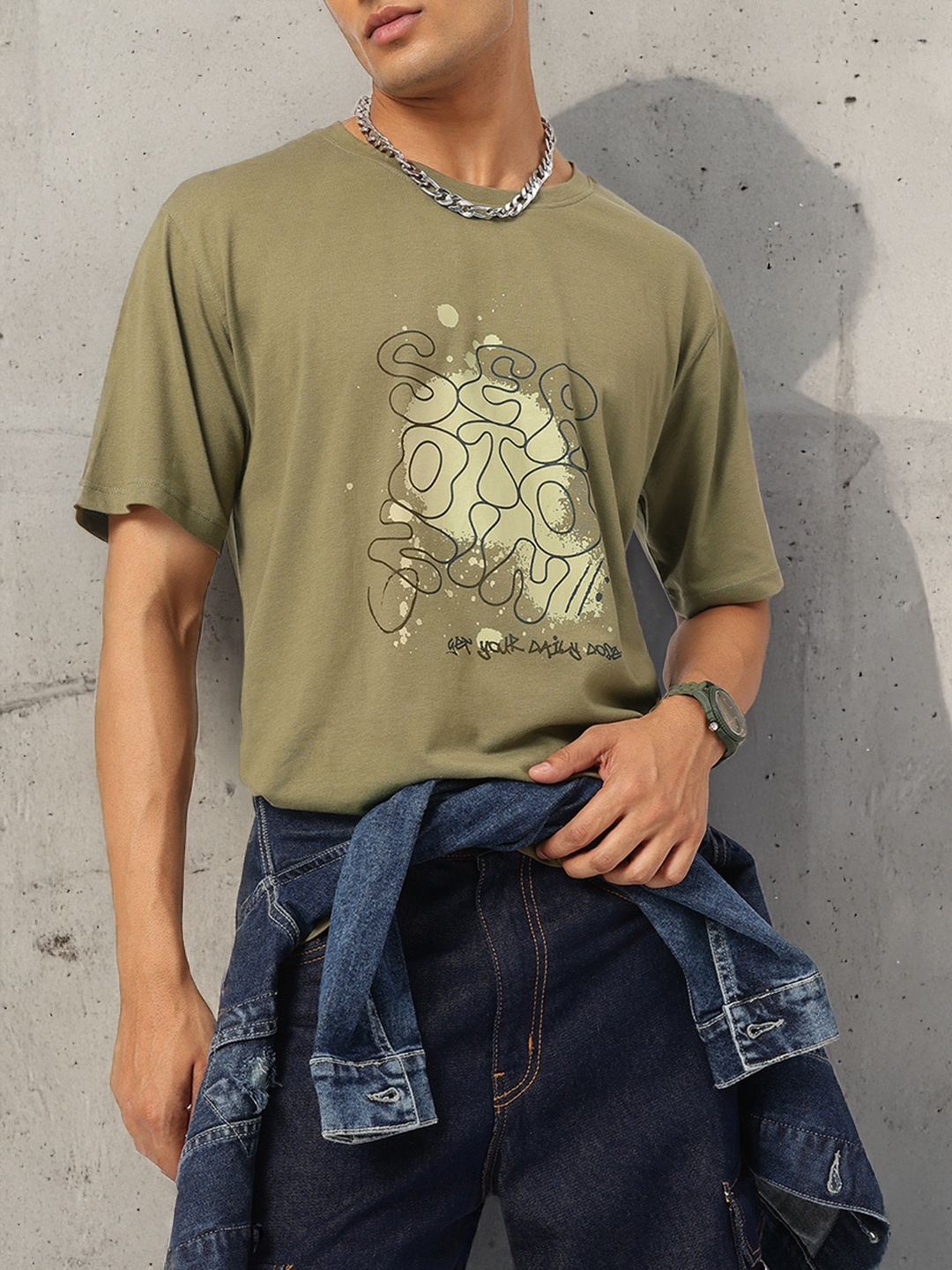 

Kook N Keech Serotonin Boost Printed T-shirt, Olive