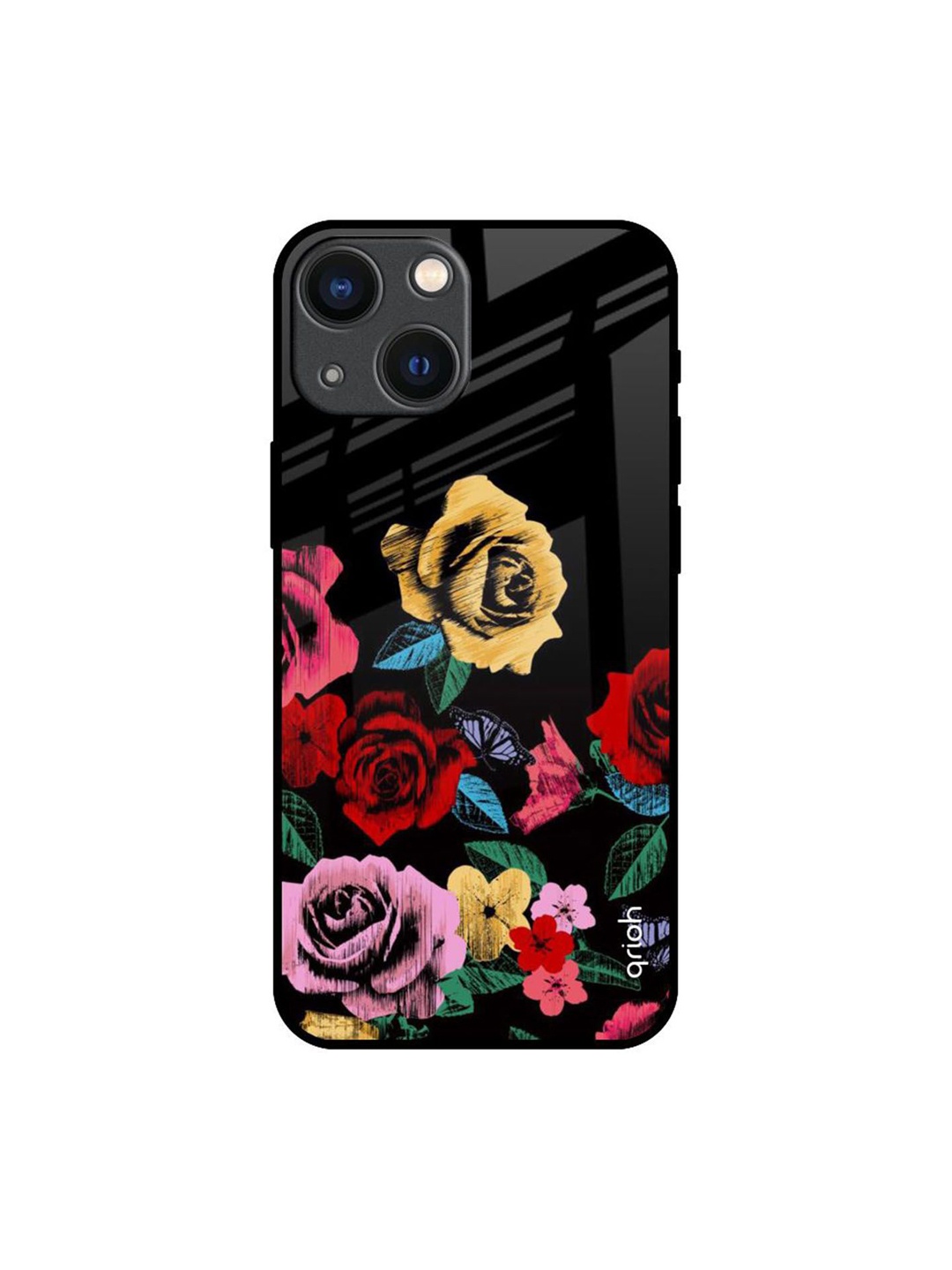 

QRIOH Floral Printed iPhone 14 Plus Back Case Mobile Accessories, Blue