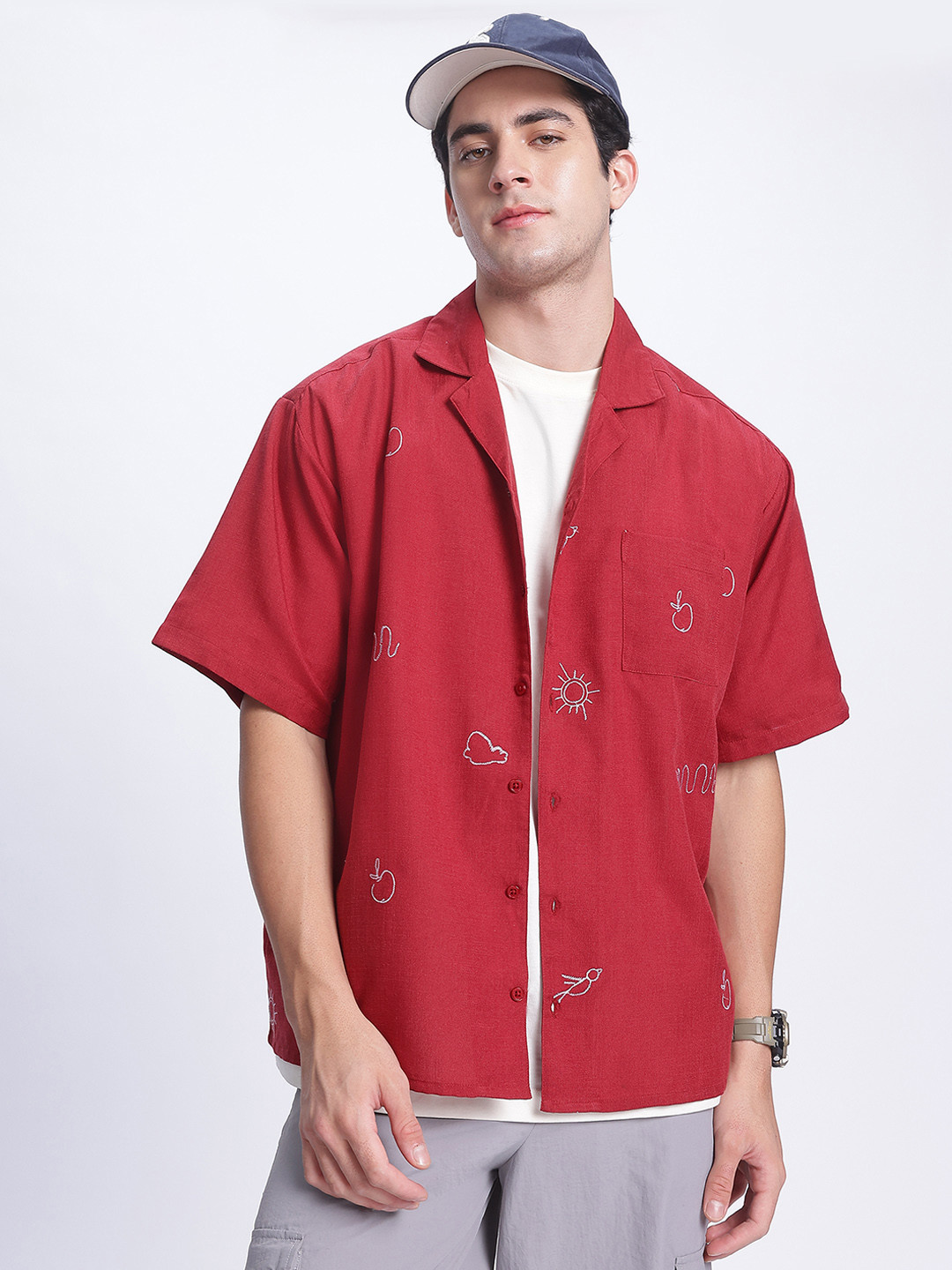 

glitchez Spicy Conversations Relaxed Shirt, Red
