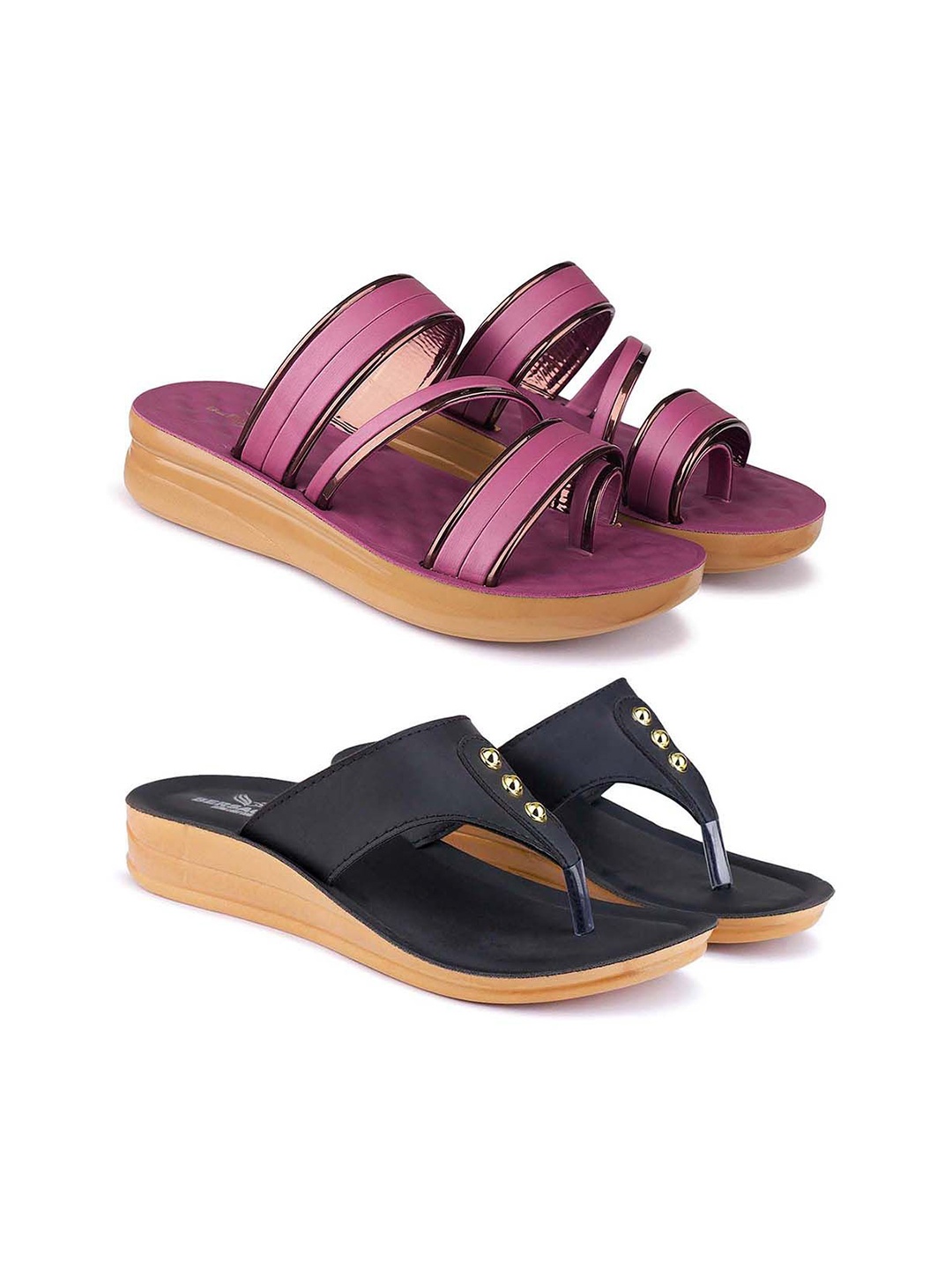 

BERSACHE Women Open Toe Flats, Purple