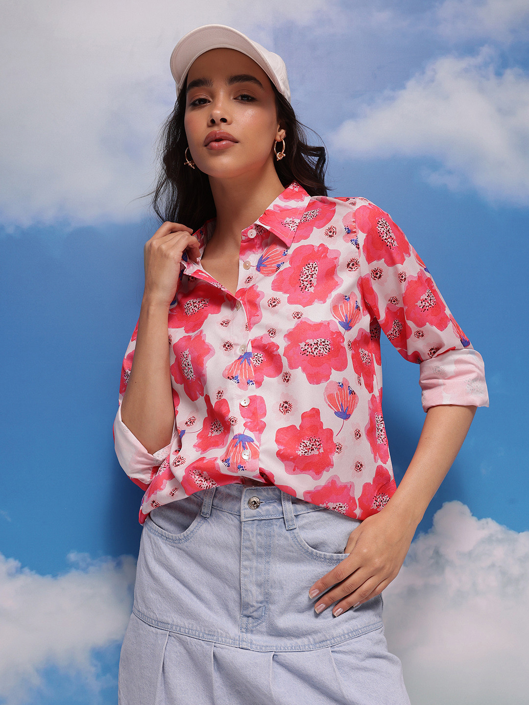 

CORSICA Floral Printed Casual Shirt, White