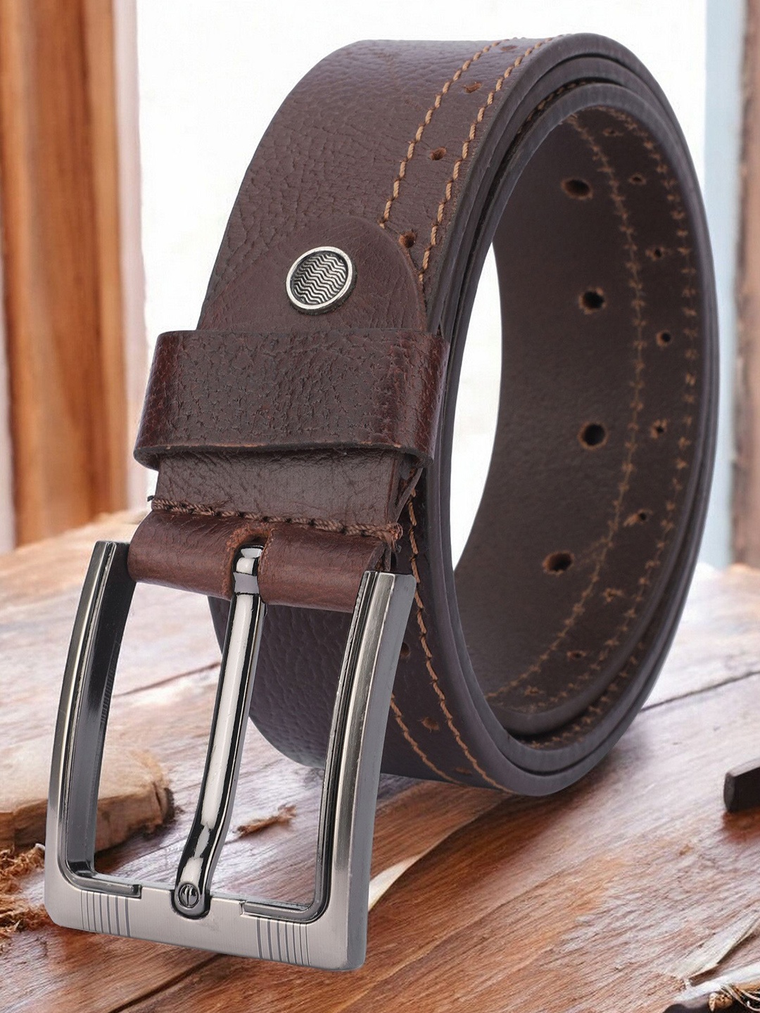 

WROGN Men Leather Formal Belt, Brown