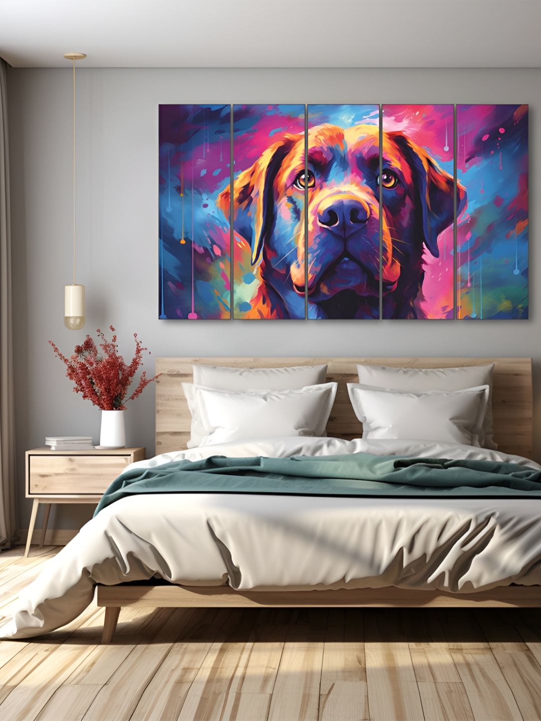 

The Castle Decor Blue & Brown 5 Piece Wood Abstract Wall Paintings