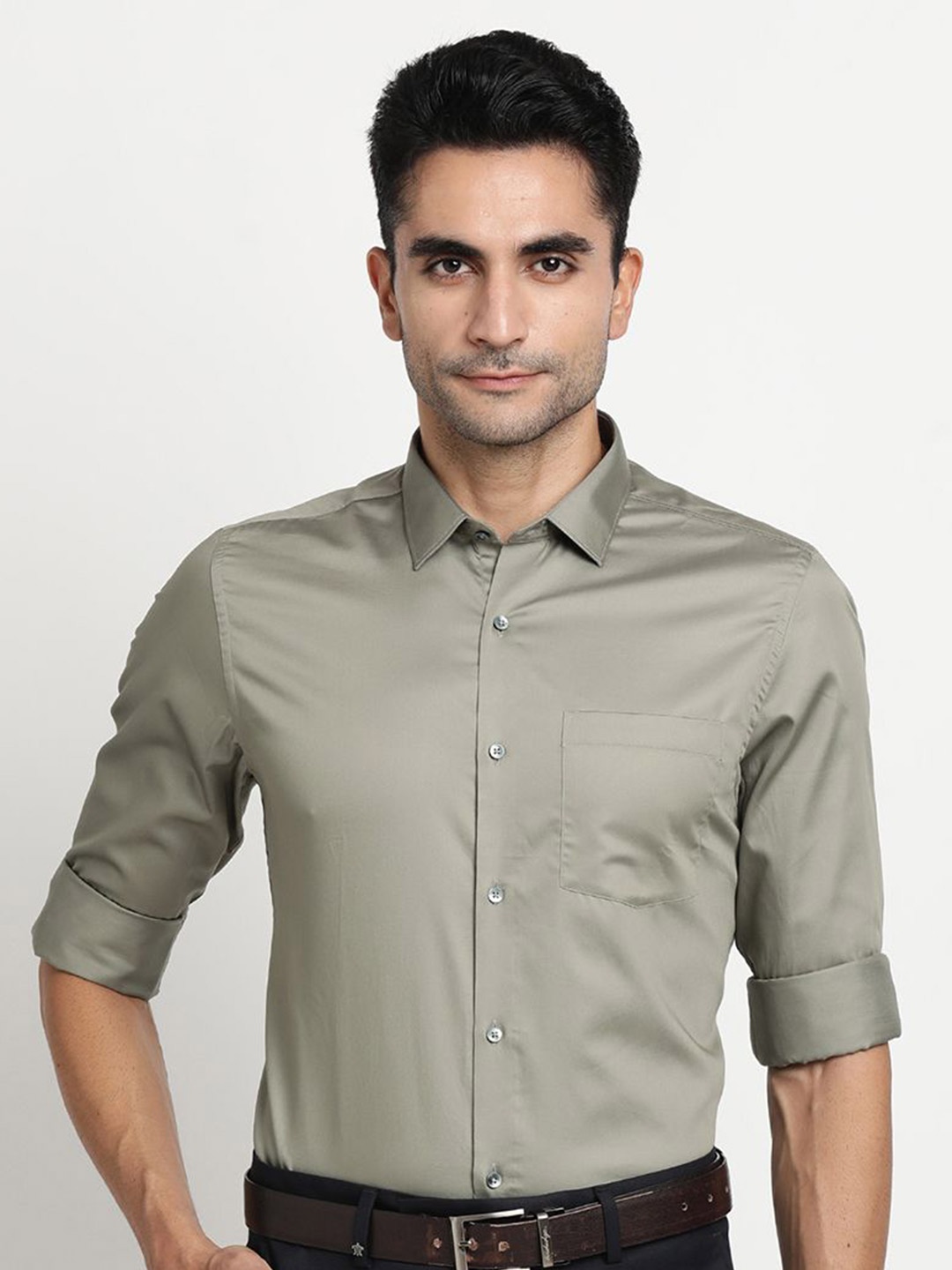 

Turtle Men Classic Opaque Formal Shirt, Grey